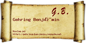 Gehring Benjámin névjegykártya