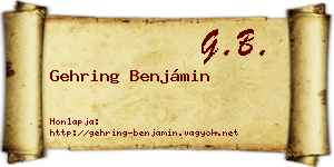 Gehring Benjámin névjegykártya